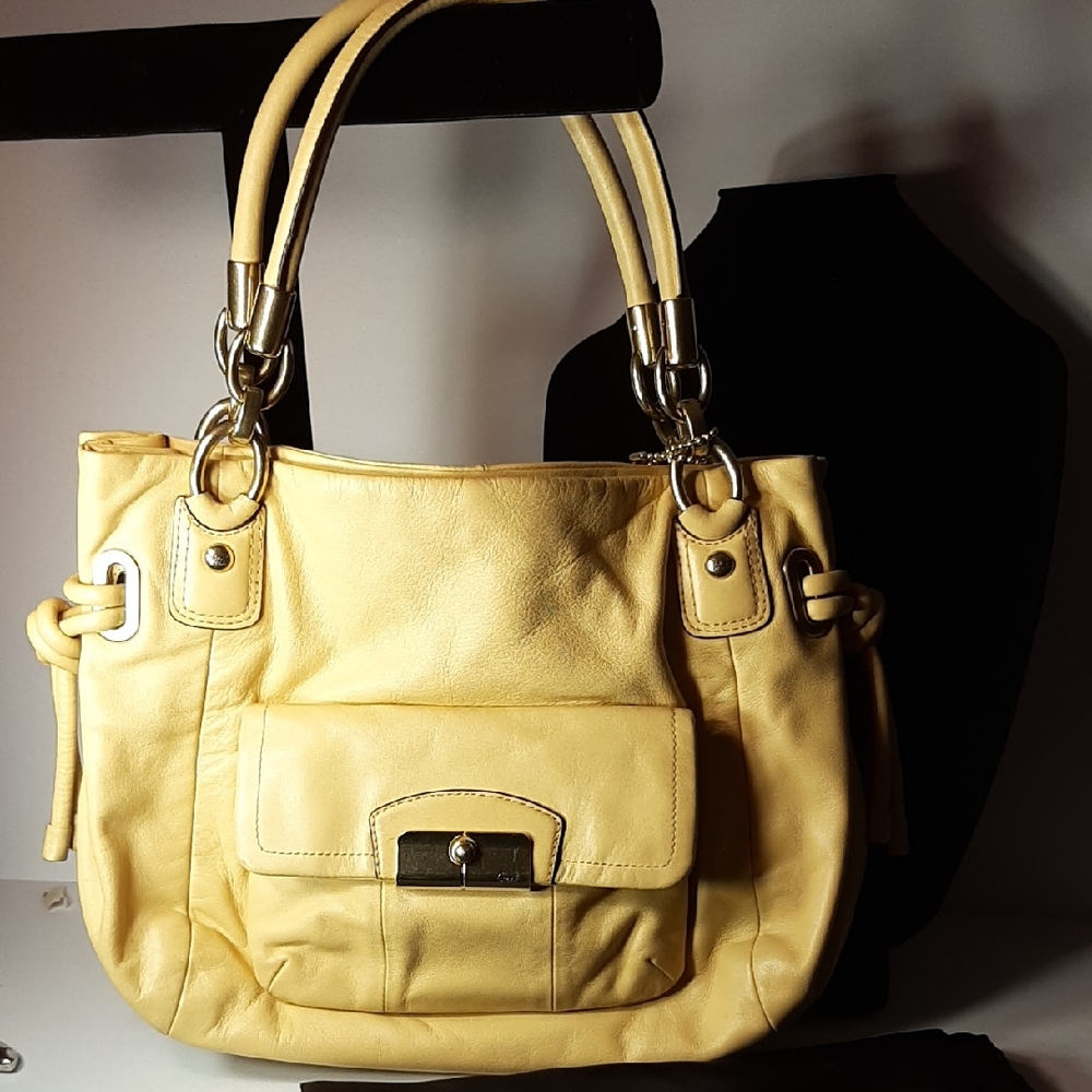 Coach Kristin Yellow Leather Hobo Shoulder Bag